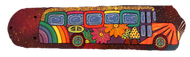 hippie bus painted with flowers mushroom and peace signs