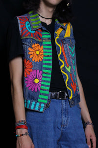 painted vest with flowers