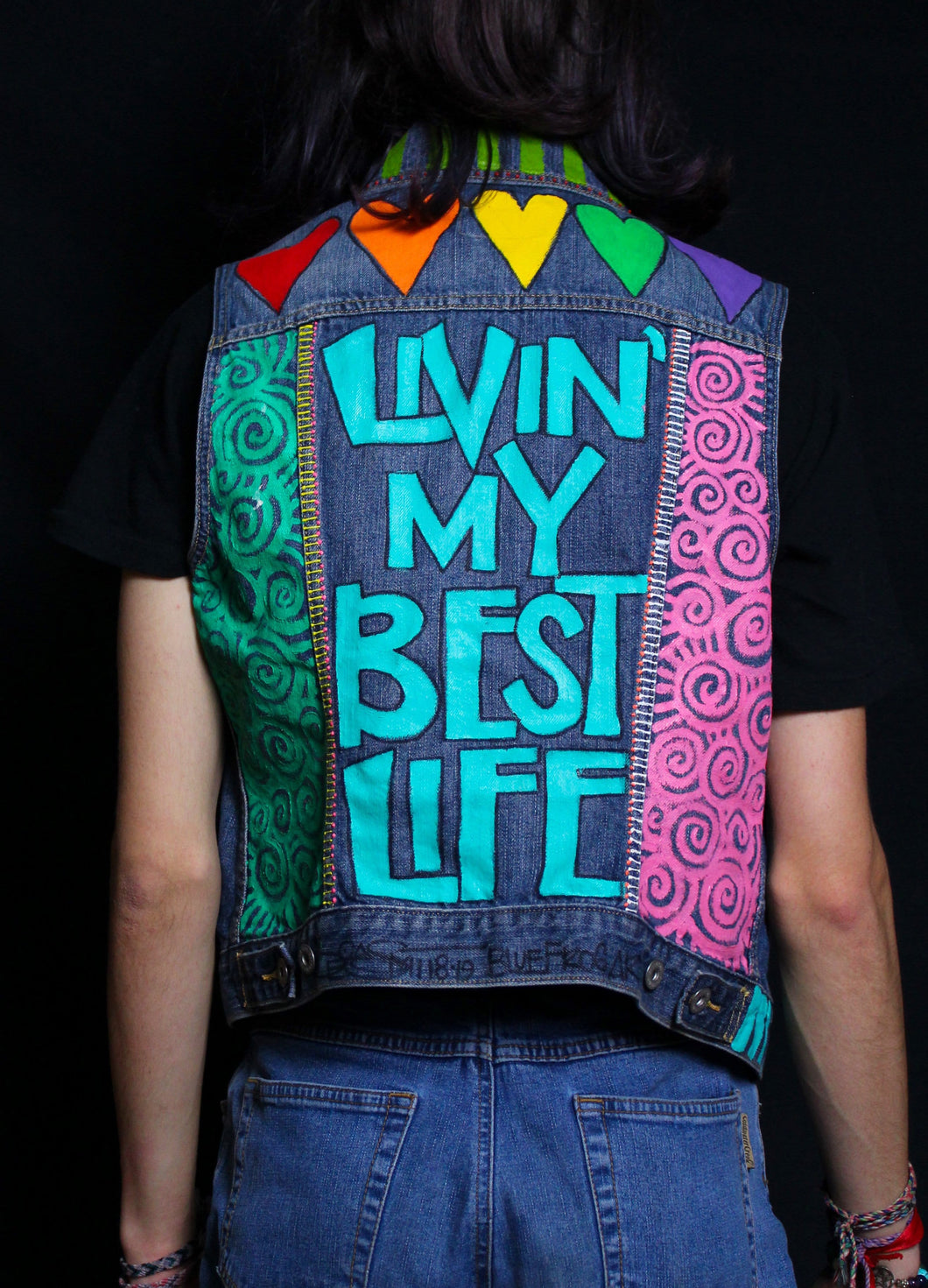 painted jean vest