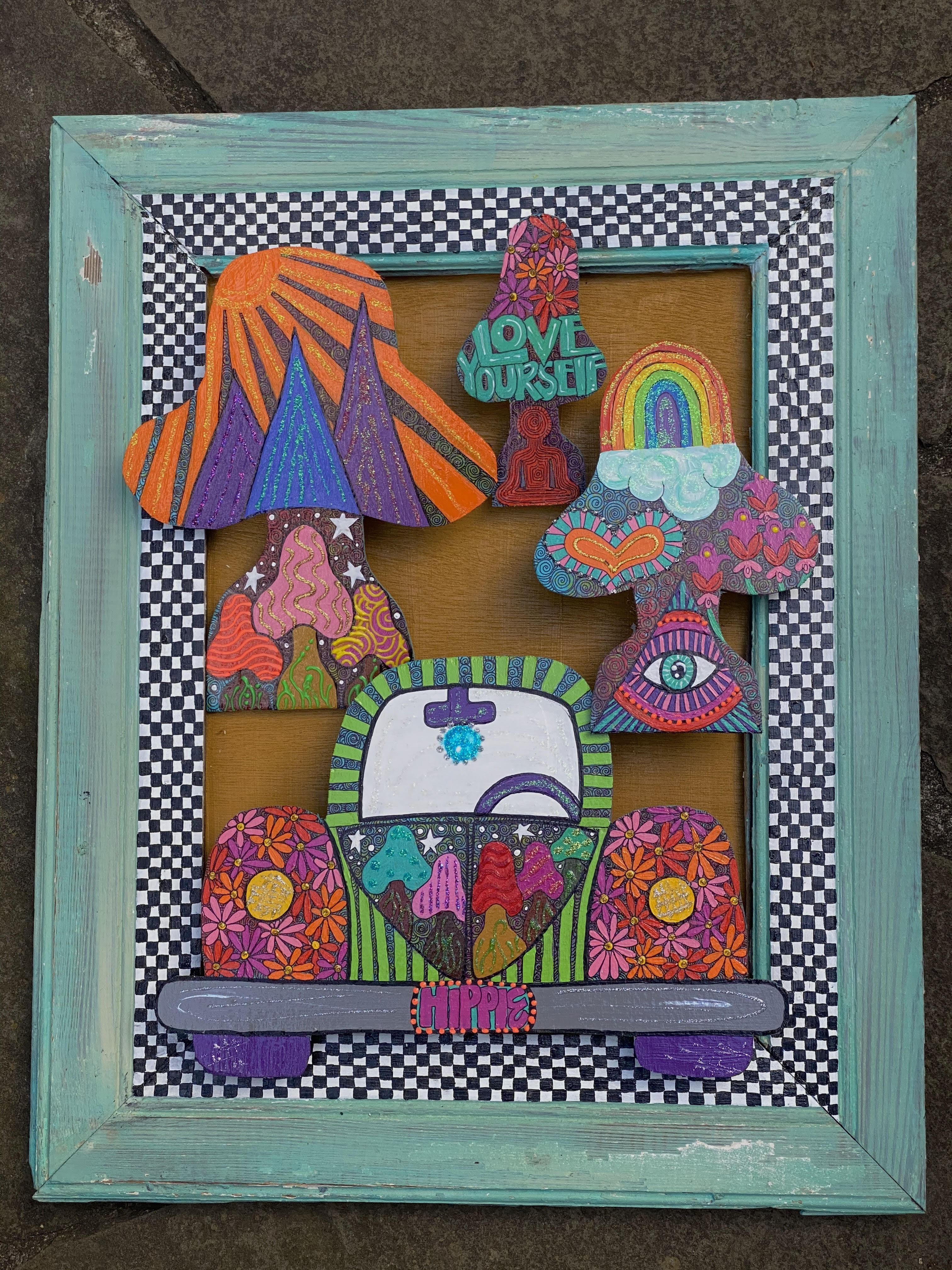 love yourself mushroom vw wallart 